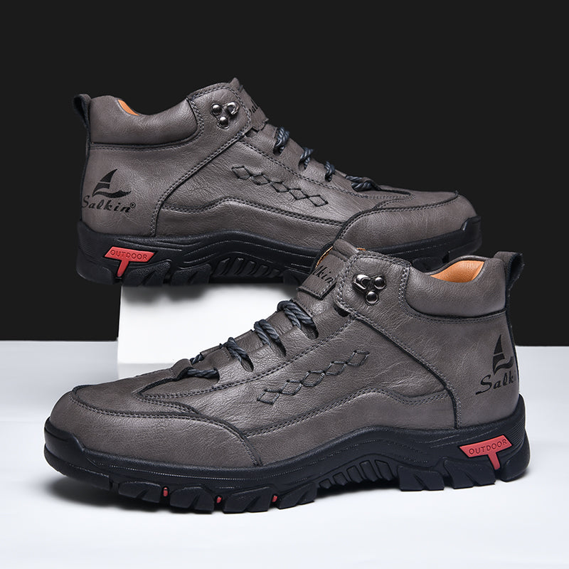 (🎁#5 Best Seller)  Men’s Orthopedic Handmade Leather Driving Boots–Pressure Relief, Waterproof, Slip-Resistant, Wide Toe, Arch&Ankle Support for Everyday & Travel