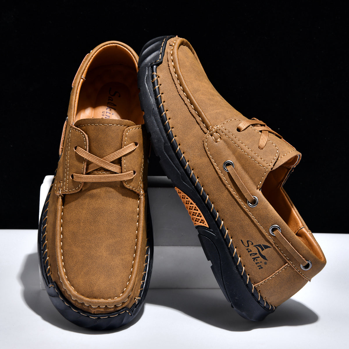 Men's Orthopedic Slip-Ons | Hand-Stitched Leather | 18mm Arch Support | 4E Wide Fit