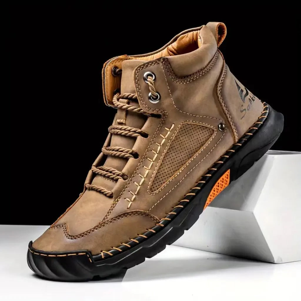 (🎁#2 Best Seller) Men's Handmade Leather Boots Waterproof Arch Support Spacious Toe Box