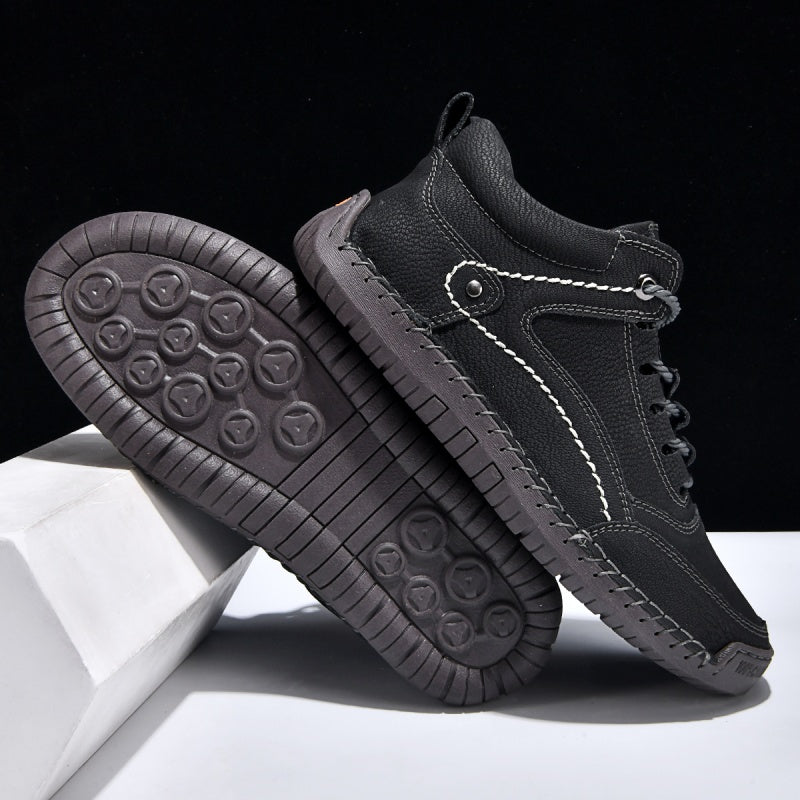 (💥Top Rated Choice) Men’s Handmade Leather Outdoor Shoes – Arch Support, Wide Fit, Comfortable, Rugged Non-Slip Sole for Work & Hiking