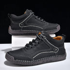 (💥Top Rated Choice) Men’s Handmade Leather Outdoor Shoes – Arch Support, Wide Fit, Comfortable, Rugged Non-Slip Sole for Work & Hiking