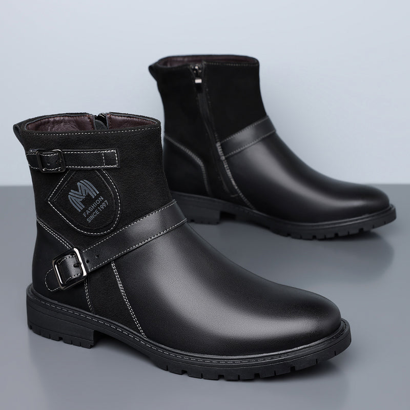 Men’s Orthopedic Motorcycle Handmade Boot–Pressure Relief, Waterproof, Slip-Resistant, Wide Toe, Arch&Ankle Support