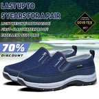 Men's Slip-On Walking Shoes with Lightweight Cushioned Sole - Waterproof Mesh, Anti-Slip, Wide Toe, Arch Support