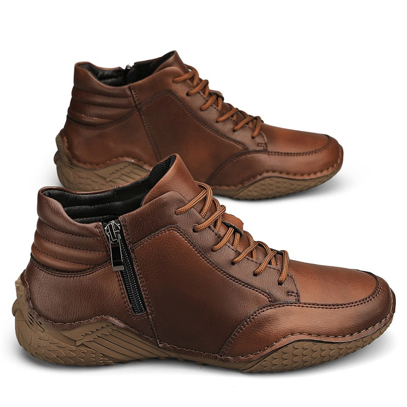 ⏰Limited-Time 70% OFF –Men's Orthopedic Ankle Boots Leather with Zip – Arch Support, Non-Slip, Waterproof, Boots for Work & Outdoors