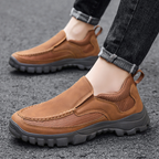 Men's Orthopedic Genuine Leather Relaxed-Fit Slip-On Loafer for Diabetics, Arch Support Hiking Shoes for  everyday casual wear