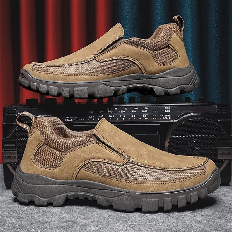 Men's Orthopedic Genuine Leather Relaxed-Fit Slip-On Loafer for Diabetics, Arch Support Hiking Shoes for  everyday casual wear