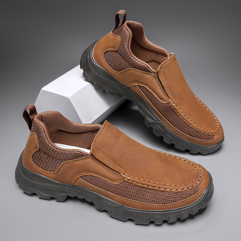 Men's Orthopedic Genuine Leather Relaxed-Fit Slip-On Loafer for Diabetics, Arch Support Hiking Shoes for  everyday casual wear