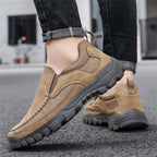 Men's Orthopedic Genuine Leather Relaxed-Fit Slip-On Loafer for Diabetics, Arch Support Hiking Shoes for  everyday casual wear
