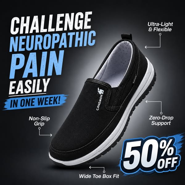 Men's Slip-On Walking Shoes with Lightweight Cushioned Sole - Waterproof Mesh, Anti-Slip, Wide Toe, Arch Support