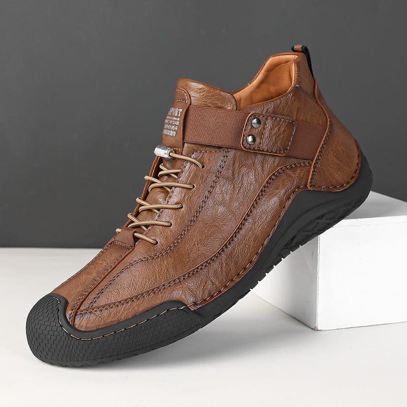 ⏰Limited-Time 70% OFF–Men’s Orthopedic Handmade Leather Hiking&Work Boots–Waterproof, Slip-Resistant, Wide Toe, Arch&Ankle Support  for Everyday&Travel