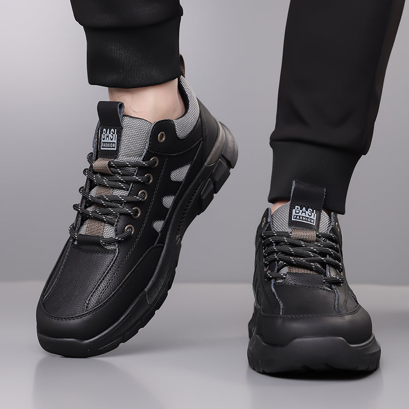 💥 12 HOURS. NO PAIN. Men’s Comfort Leather Outdoor Shoes – Arch Support, Wide Toe Box, Breathable Lining, Lightweight & Slip-Resistant for All-Day Wear