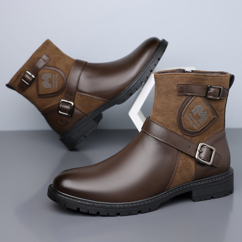 Men’s Orthopedic Motorcycle Handmade Boot–Pressure Relief, Waterproof, Slip-Resistant, Wide Toe, Arch&Ankle Support