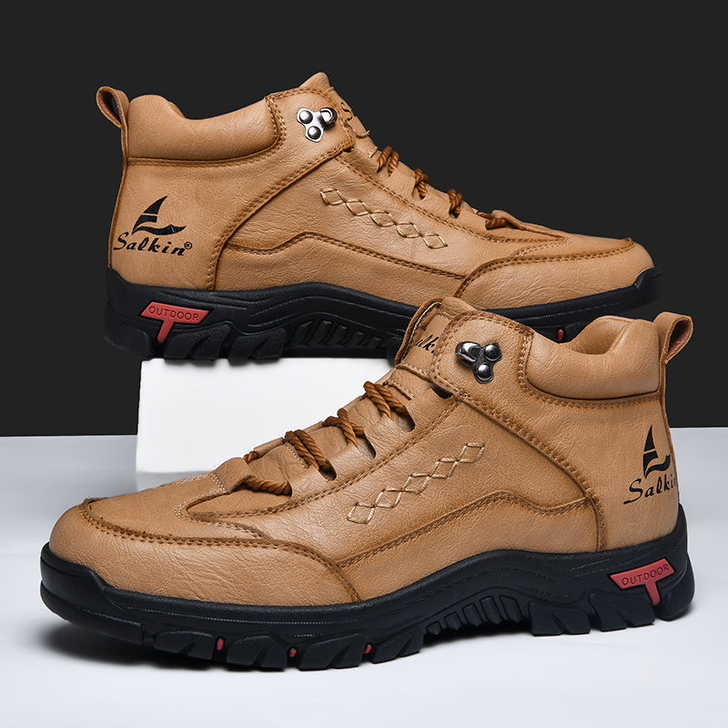 (🎁#5 Best Seller)  Men’s Orthopedic Handmade Leather Driving Boots–Pressure Relief, Waterproof, Slip-Resistant, Wide Toe, Arch&Ankle Support for Everyday & Travel