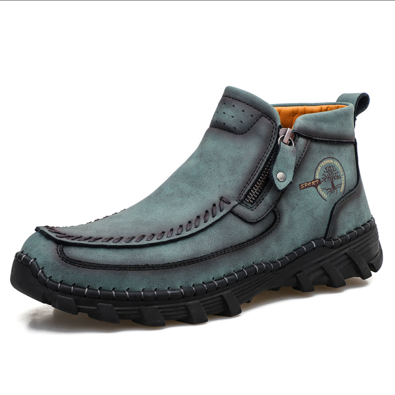 (⏰NOW ON: 70% OFF Sale! 🔥)Men's Premium Motorcycle Boots – Hand-Stitched Genuine Leather, USMCA Recommended - Wide Toe, Waterproof, Anti-Slip, Anti-Sprain, Ortho Support, Suitable for Riding, Work, Driving, Hiking