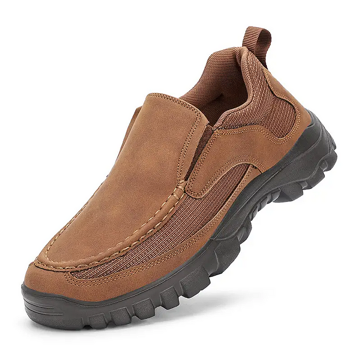 Men's Orthopedic Genuine Leather Relaxed-Fit Slip-On Loafer for Diabetics, Arch Support Hiking Shoes for  everyday casual wear