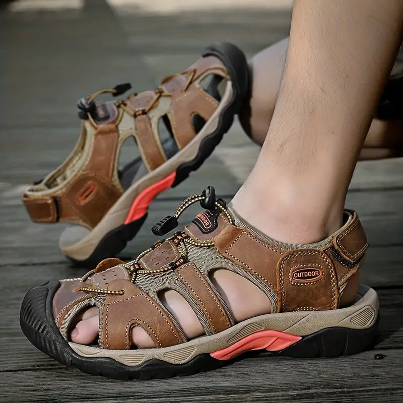 Men's Slip-on Genuine Sports Sandals, Orthopedic Support, Comfortable Lightweight Durable Non-Slip Hiking Sandals