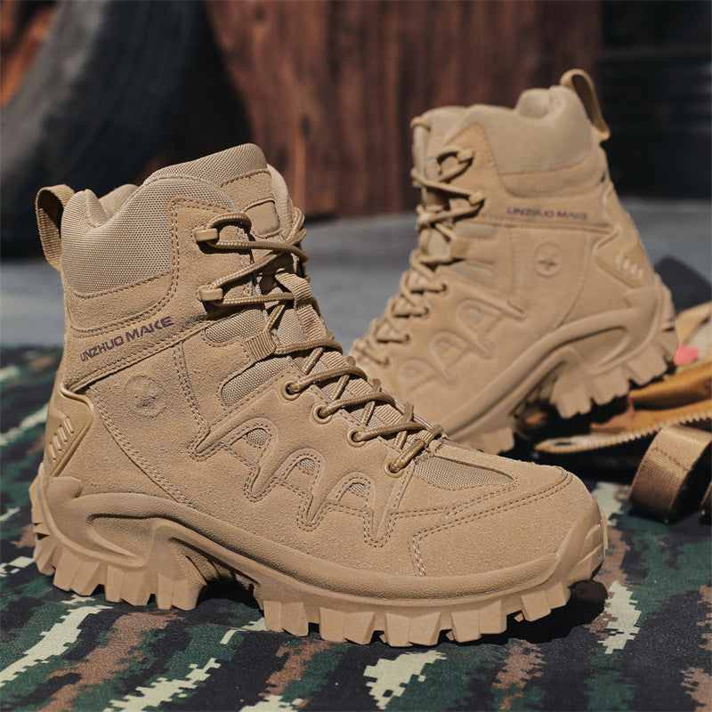 Men Ankle Support Waterproof Non-Slip Hiking Boots Anti-Puncture Anti-Sprain Work Boots