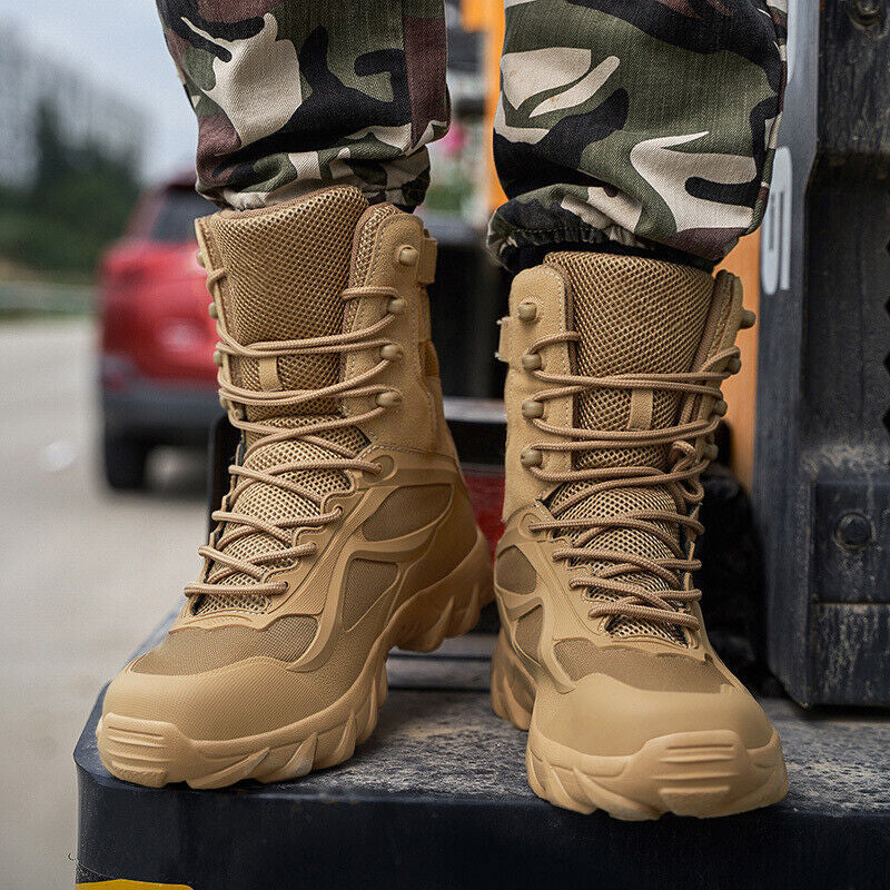 Men's Military Desert Combat Boots Waterproof Non-Slip Hiking Boots Work Boots