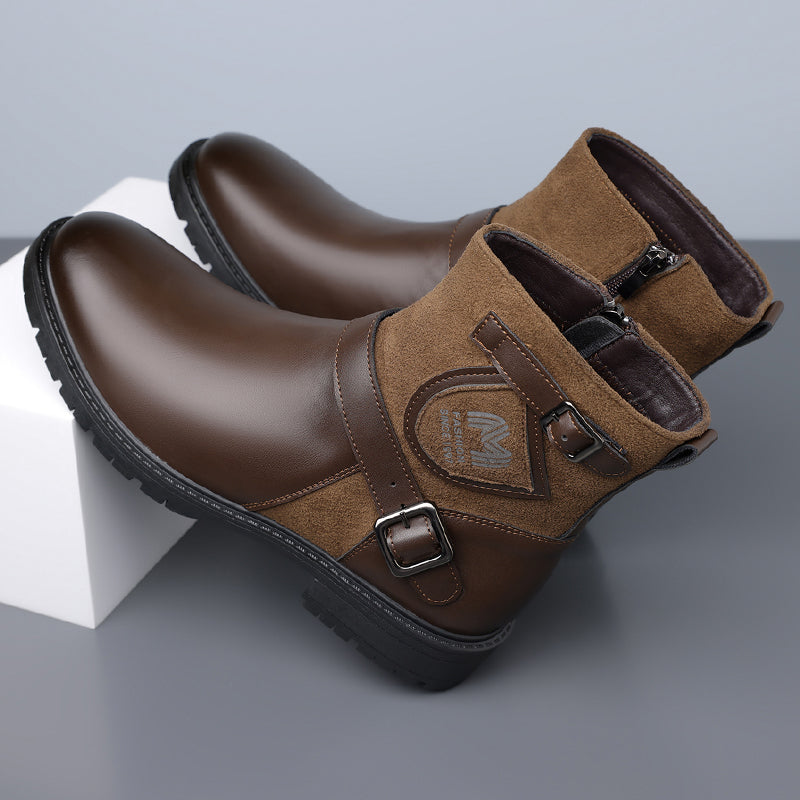 Men’s Orthopedic Motorcycle Handmade Boot–Pressure Relief, Waterproof, Slip-Resistant, Wide Toe, Arch&Ankle Support