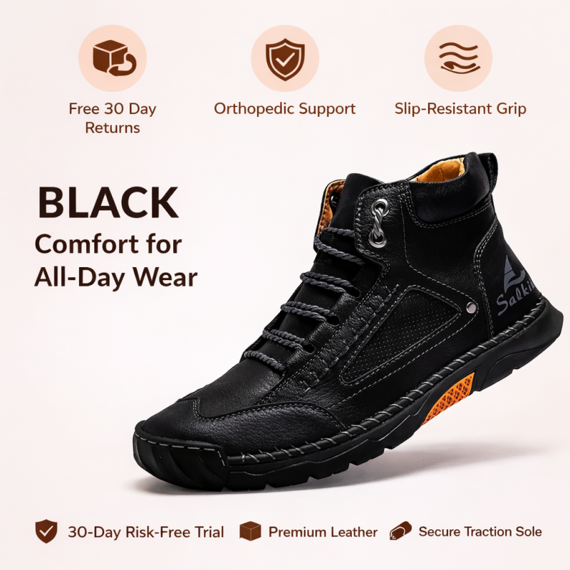 (🎁#2 Best Seller) Men's Handmade Leather Boots Waterproof Arch Support Spacious Toe Box