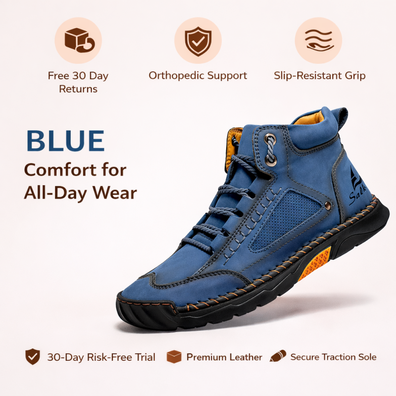 (🎁#2 Best Seller) Men's Handmade Leather Boots Waterproof Arch Support Spacious Toe Box