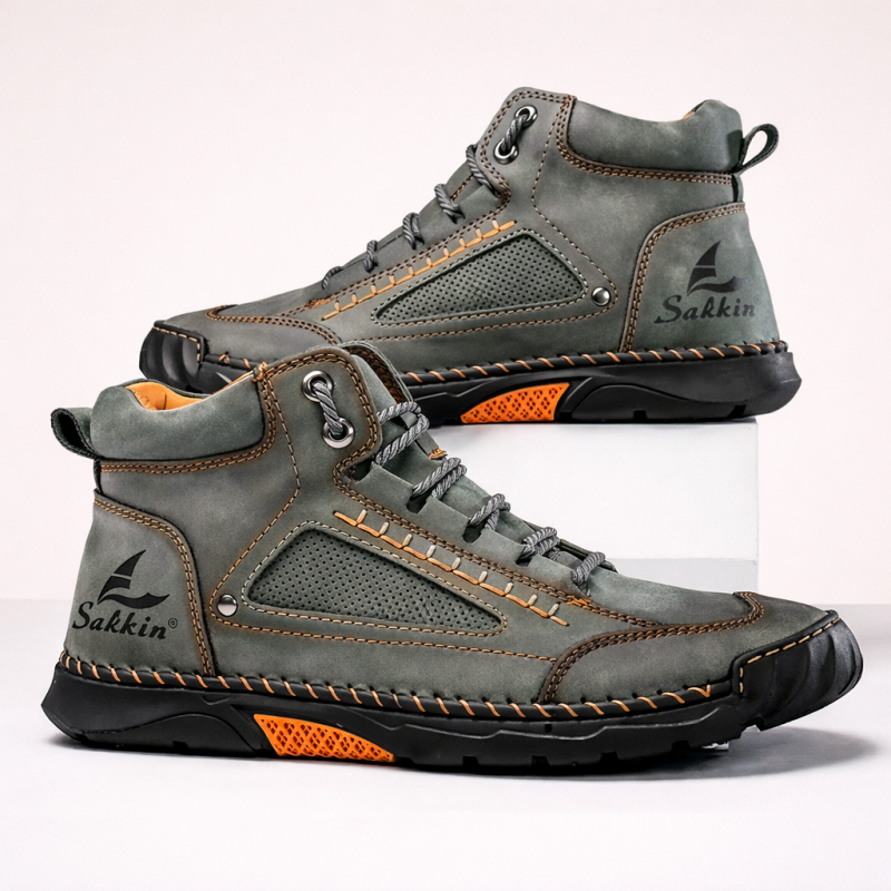 (🎁#2 Best Seller) Men's Handmade Leather Boots Waterproof Arch Support Spacious Toe Box