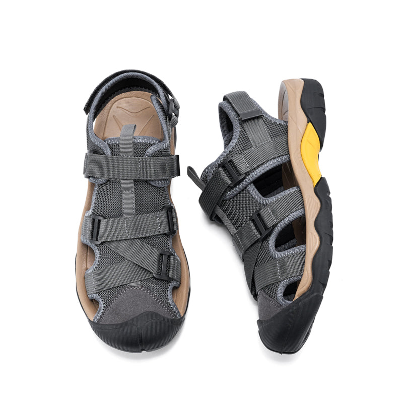 (💥Top Rated Choice) Men’s Outdoor Sport Sandals – Closed Toe, Adjustable Straps, Arch Support, Slip-Resistant for Hiking, Beach & Work