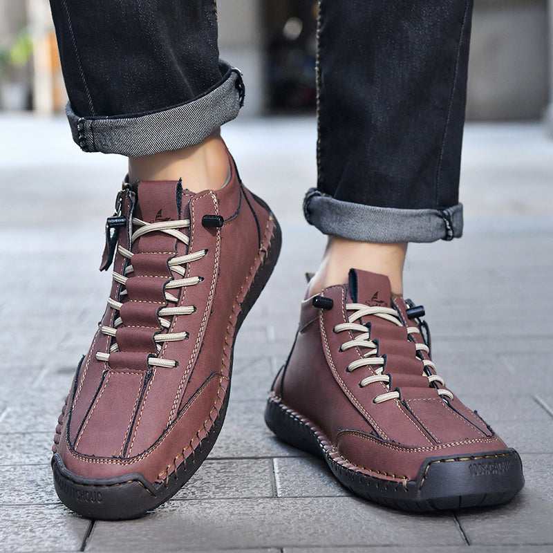 ⏰Limited-Time 70% OFF– Men’s Handmade Leather Work Boots – All-Day Comfort, Slip-Resistant, Wide Toe with Arch& Ankle Support