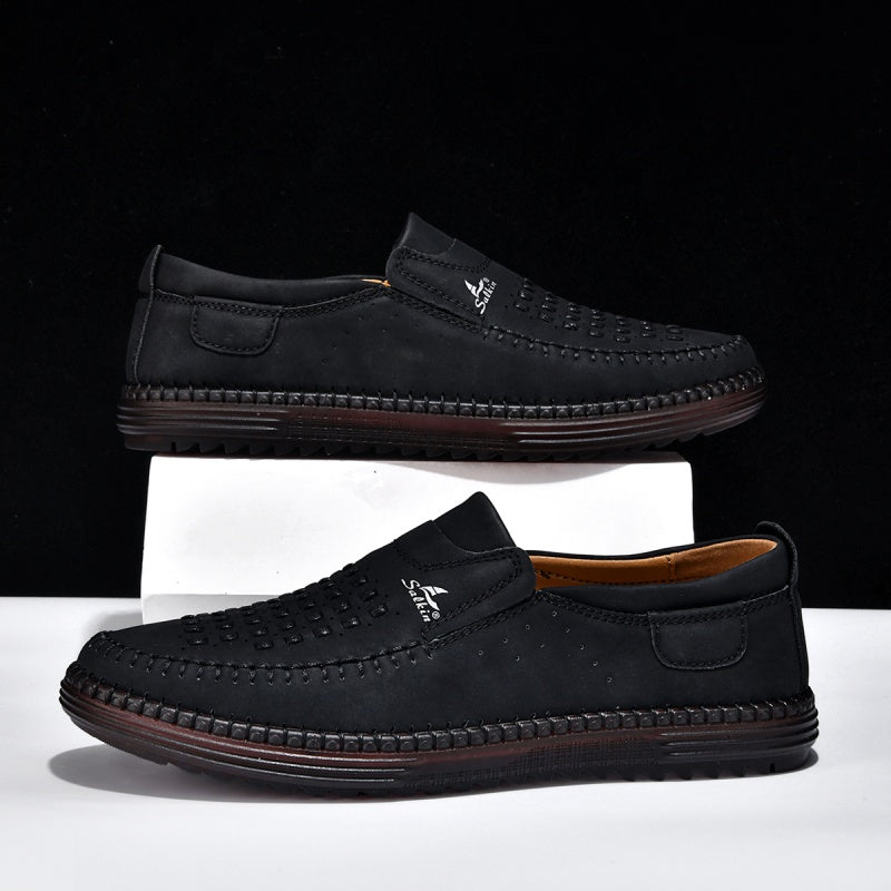 Men’s Orthotic Leather Shoes – Arch Support, Wide Toe Box, Breathable, Lightweight & Slip-Resistant