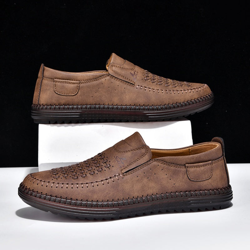 Men’s Orthotic Leather Shoes – Arch Support, Wide Toe Box, Breathable, Lightweight & Slip-Resistant