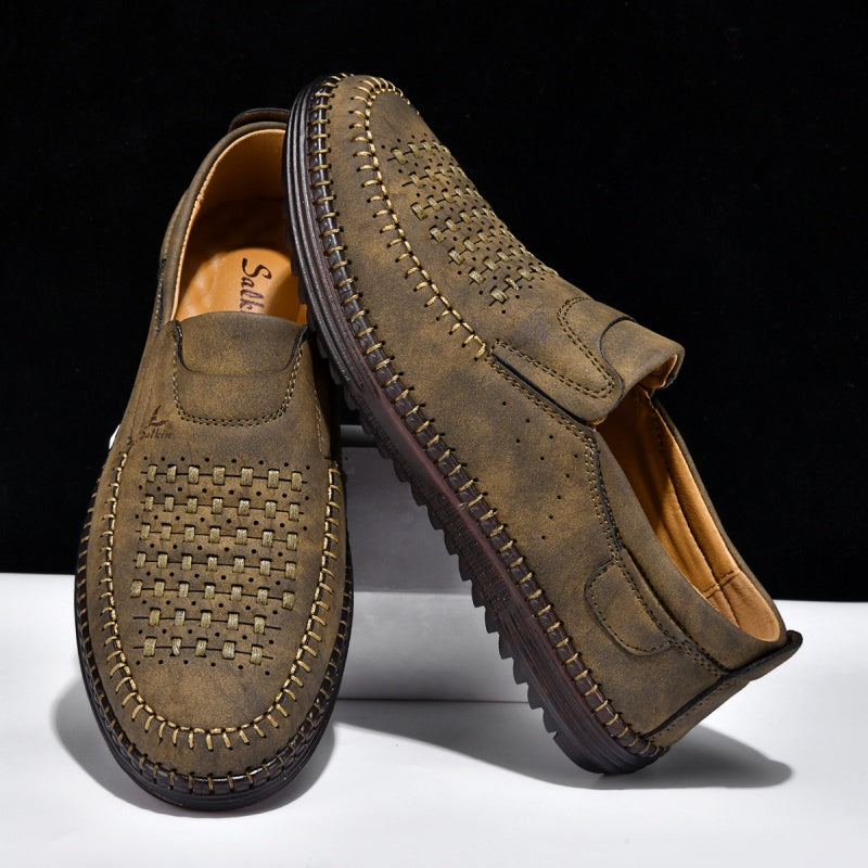 Men’s Orthotic Leather Shoes – Arch Support, Wide Toe Box, Breathable, Lightweight & Slip-Resistant