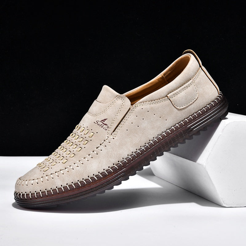 Men’s Orthotic Leather Shoes – Arch Support, Wide Toe Box, Breathable, Lightweight & Slip-Resistant