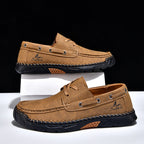 (💥Top Rated Choice)  Men’s Orthopedic Premium Handmade Leather Boat Shoes – Pressure Relief, Waterproof, Slip-Resistant, Wide Toe, Arch&Ankle Support for Everyday & Travel
