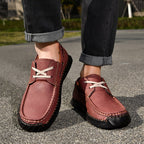 (💥Top Rated Choice)  Men’s Orthopedic Premium Handmade Leather Boat Shoes – Pressure Relief, Waterproof, Slip-Resistant, Wide Toe, Arch&Ankle Support for Everyday & Travel