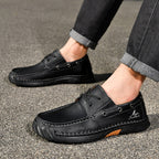 (💥Top Rated Choice)  Men’s Orthopedic Premium Handmade Leather Boat Shoes – Pressure Relief, Waterproof, Slip-Resistant, Wide Toe, Arch&Ankle Support for Everyday & Travel