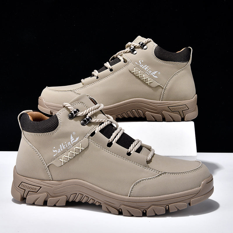 (💥Top Rated Choice) Men’s Orthopedic Handmade Leather Boots For All-Day Comfort–Pressure Relief, Waterproof, Slip-Resistant, Wide Toe Box