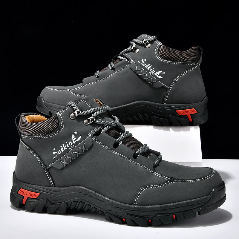 (💥Top Rated Choice) Men’s Orthopedic Handmade Leather Boots For All-Day Comfort–Pressure Relief, Waterproof, Slip-Resistant, Wide Toe Box