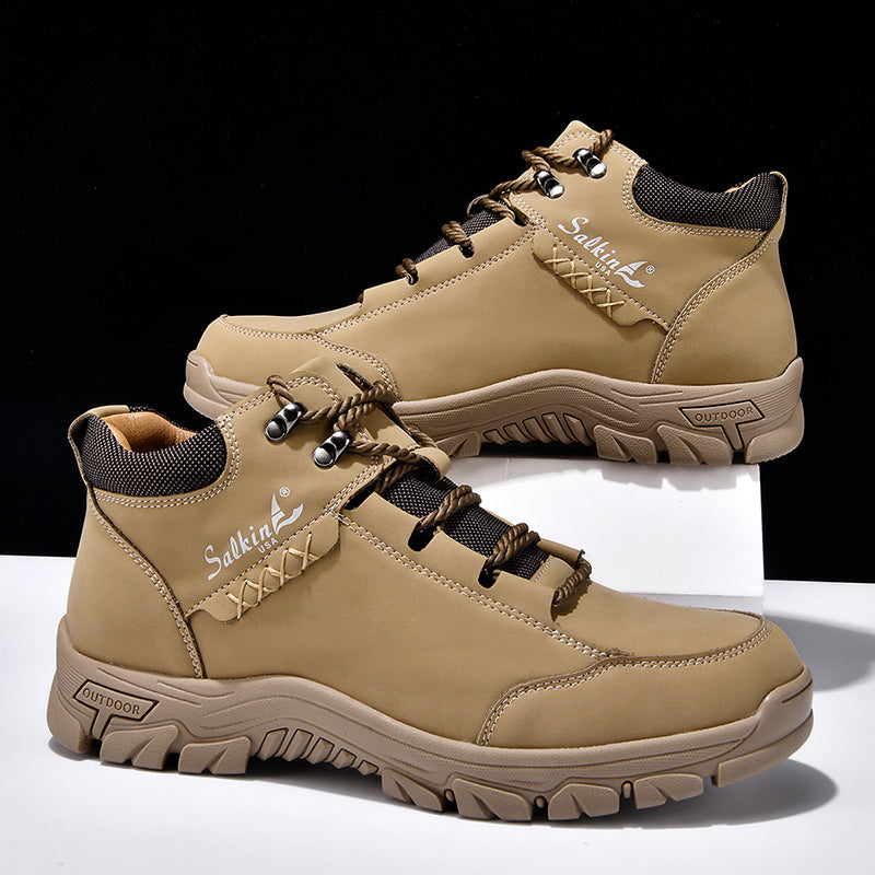 (💥Top Rated Choice) Men’s Orthopedic Handmade Leather Boots For All-Day Comfort–Pressure Relief, Waterproof, Slip-Resistant, Wide Toe Box