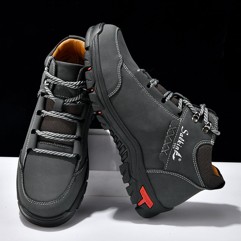 (💥Top Rated Choice) Men’s Orthopedic Handmade Leather Boots For All-Day Comfort–Pressure Relief, Waterproof, Slip-Resistant, Wide Toe Box