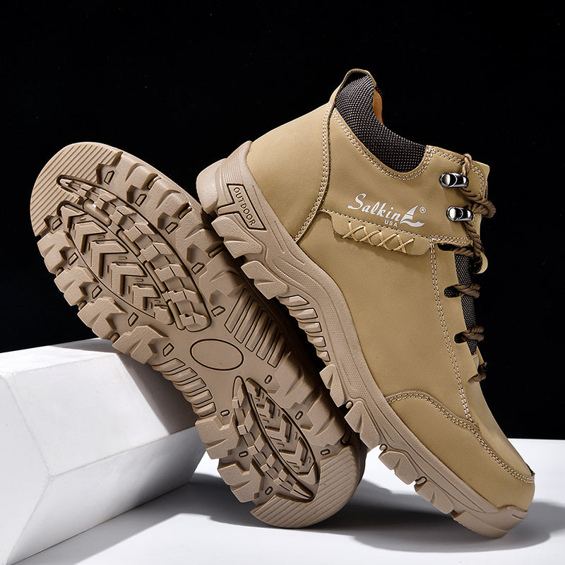 (💥Top Rated Choice) Men’s Orthopedic Handmade Leather Boots For All-Day Comfort–Pressure Relief, Waterproof, Slip-Resistant, Wide Toe Box