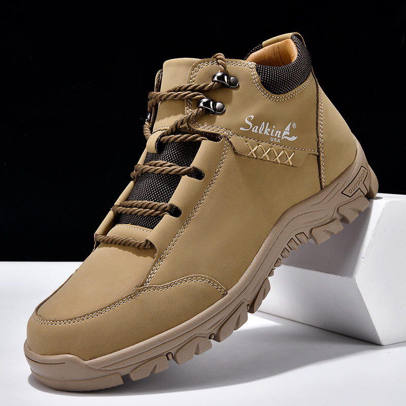 (💥Top Rated Choice) Men’s Orthopedic Handmade Leather Boots For All-Day Comfort–Pressure Relief, Waterproof, Slip-Resistant, Wide Toe Box