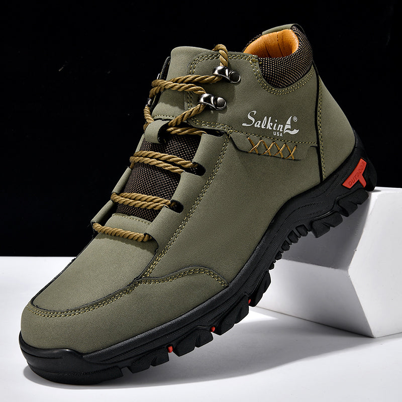 (💥Top Rated Choice) Men’s Orthopedic Handmade Leather Boots For All-Day Comfort–Pressure Relief, Waterproof, Slip-Resistant, Wide Toe Box
