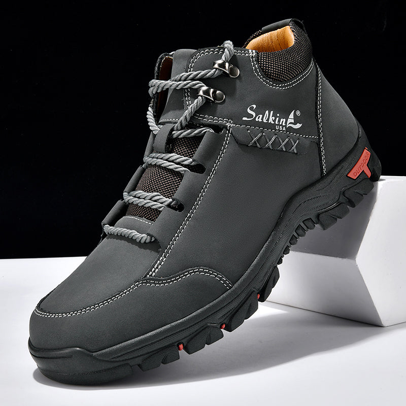 (💥Top Rated Choice) Men’s Orthopedic Handmade Leather Boots For All-Day Comfort–Pressure Relief, Waterproof, Slip-Resistant, Wide Toe Box