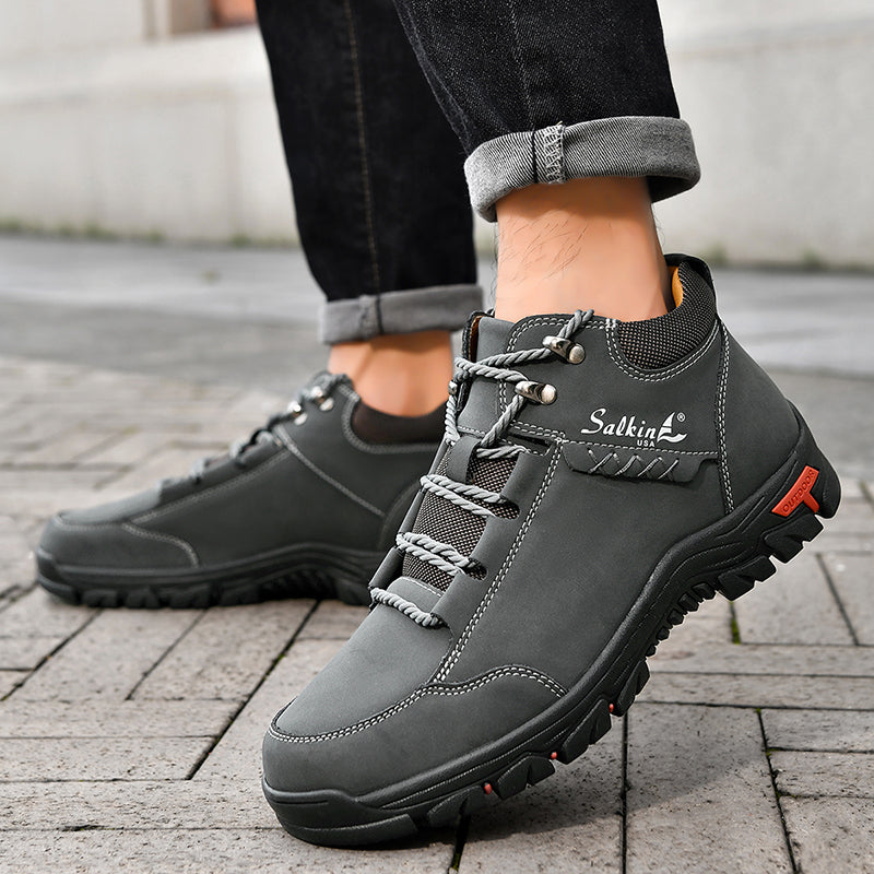 (💥Top Rated Choice) Men’s Orthopedic Handmade Leather Boots For All-Day Comfort–Pressure Relief, Waterproof, Slip-Resistant, Wide Toe Box