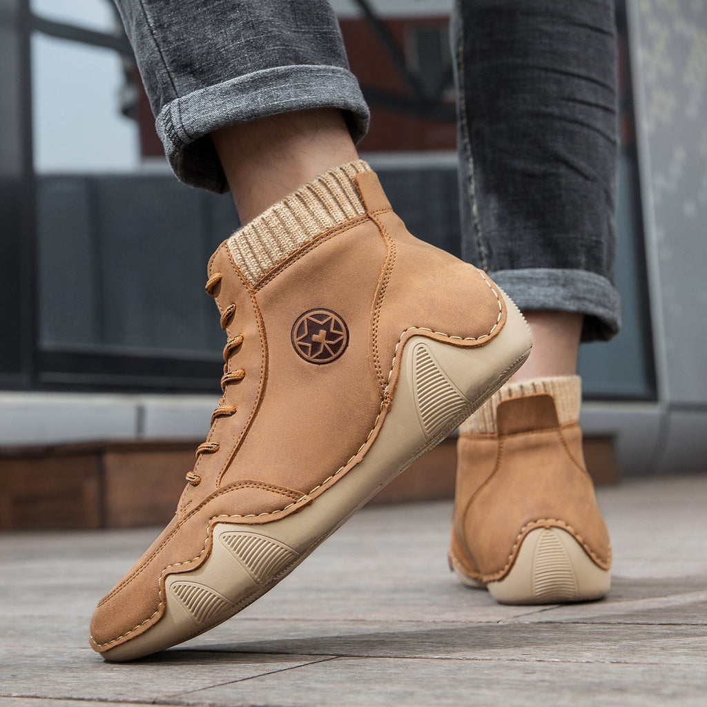 ⏰Limited-Time 70% OFF – Men’s Handmade Orthopedic Leather Boots – Wide Toe Box, Waterproof, Arch Support & Pressure Relief