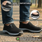 Men's Slip-On Walking Shoes with Lightweight Cushioned Sole - Waterproof Mesh, Anti-Slip, Wide Toe, Arch Support