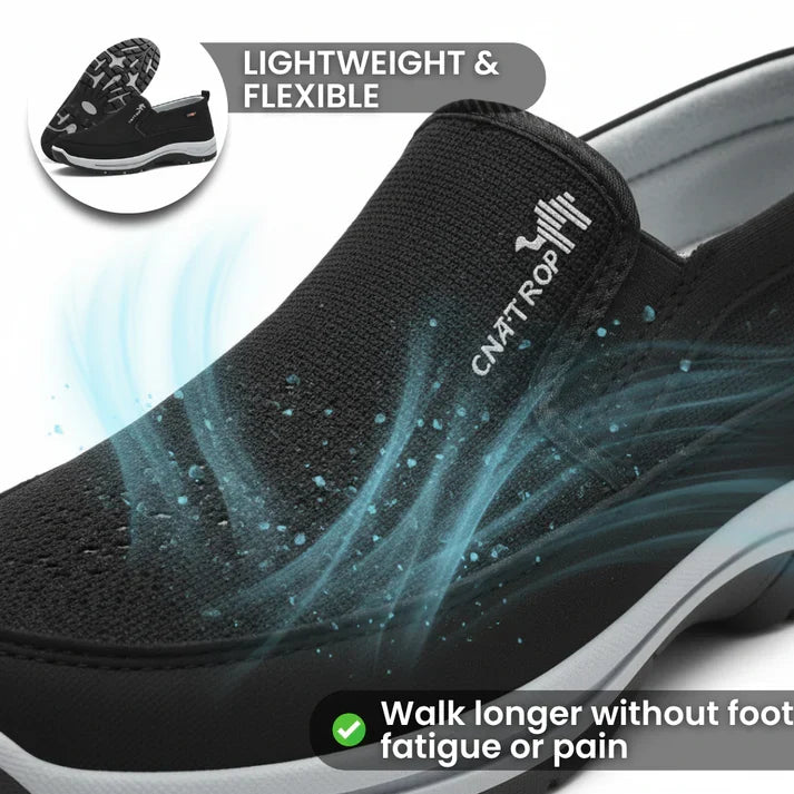Men's Slip-On Walking Shoes with Lightweight Cushioned Sole - Waterproof Mesh, Anti-Slip, Wide Toe, Arch Support