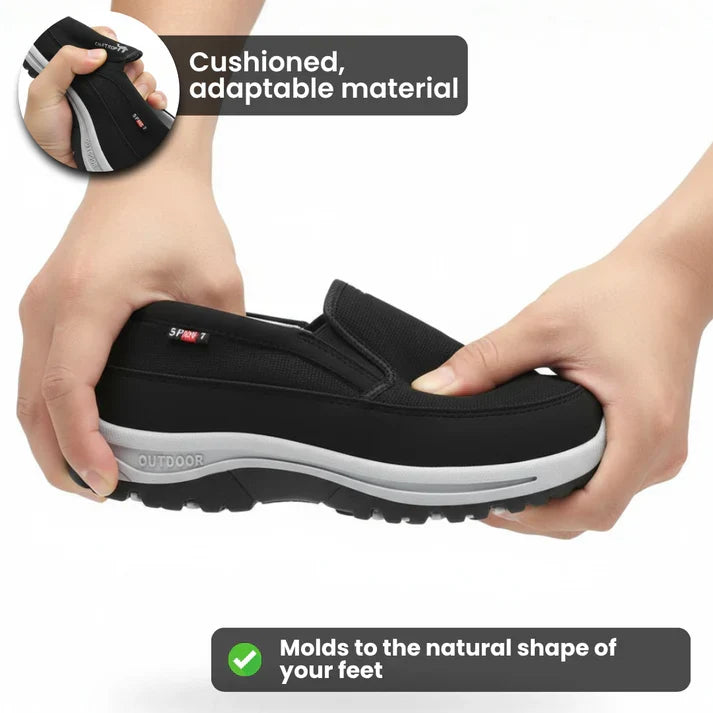 Men's Slip-On Walking Shoes with Lightweight Cushioned Sole - Waterproof Mesh, Anti-Slip, Wide Toe, Arch Support