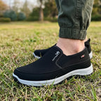 Men's Slip-On Walking Shoes with Lightweight Cushioned Sole - Waterproof Mesh, Anti-Slip, Wide Toe, Arch Support