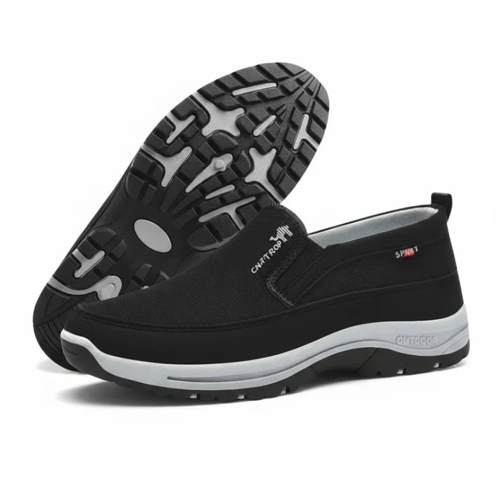 Men's Slip-On Walking Shoes with Lightweight Cushioned Sole - Waterproof Mesh, Anti-Slip, Wide Toe, Arch Support